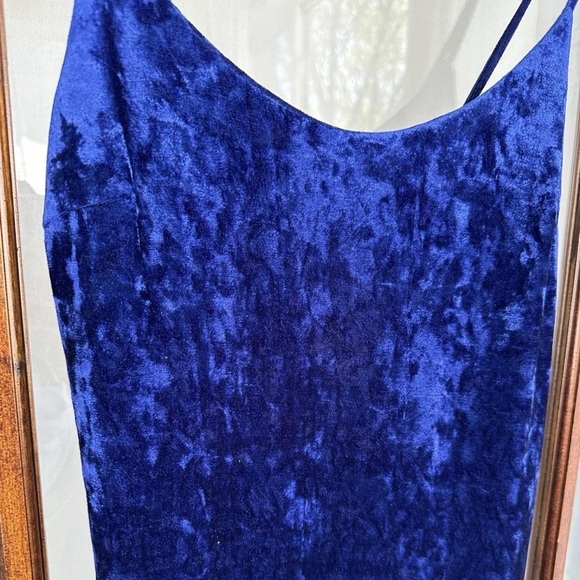Forever 21 Velvet Slip Dress Small Blue Spaghetti Strap Whimsigoth 90s Mini - Picture 2 of 7
